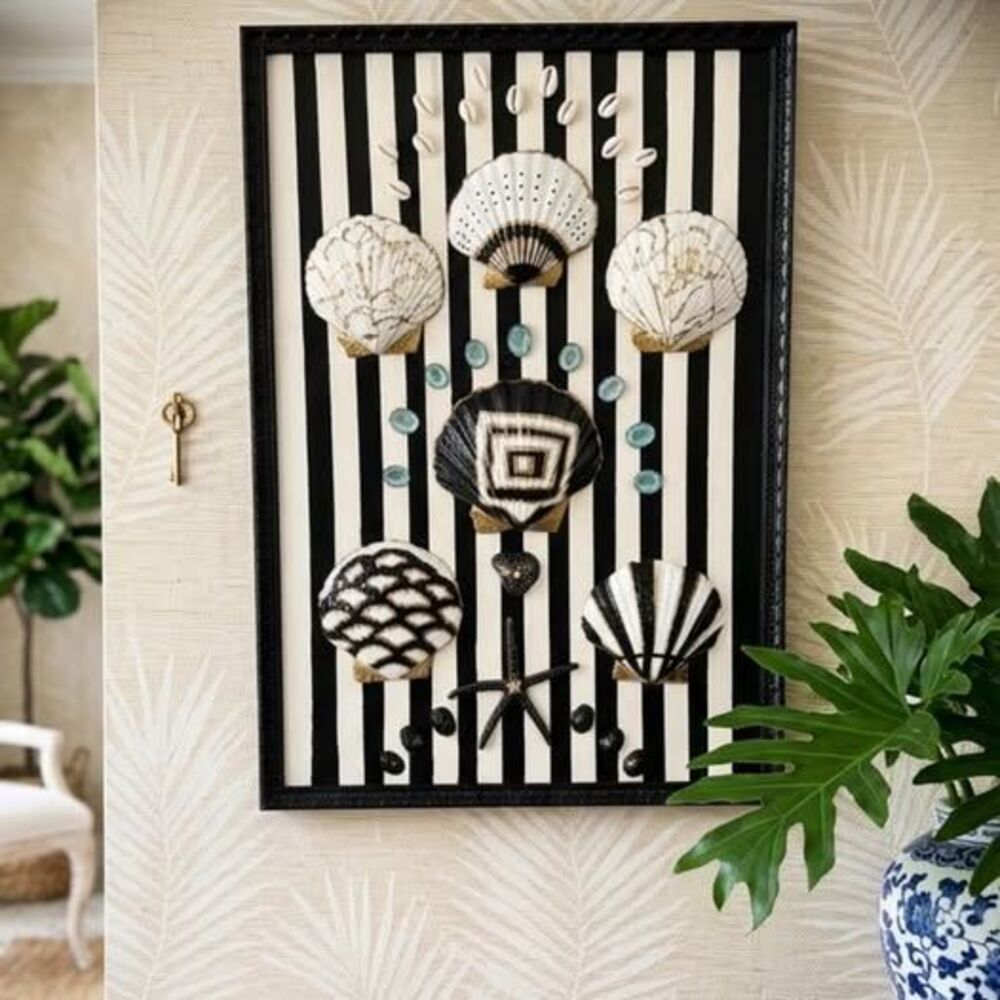 Handmade 3D Shell Art Framed Original | Palm Beach Luxury Coastal Decor